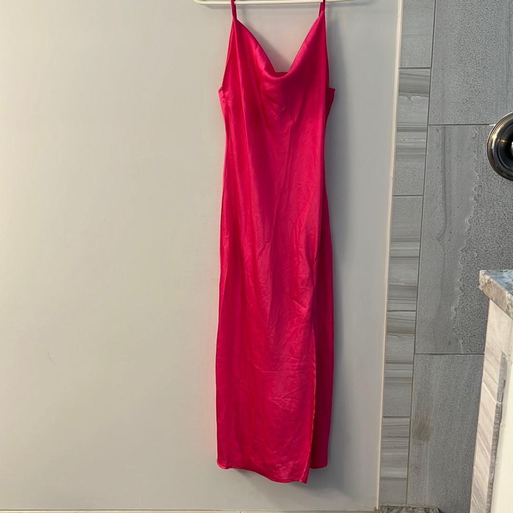 HOT PINK paper heart coke neck midi dress